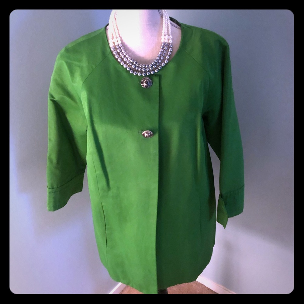 Jade green lined blazer w/pewter buttons